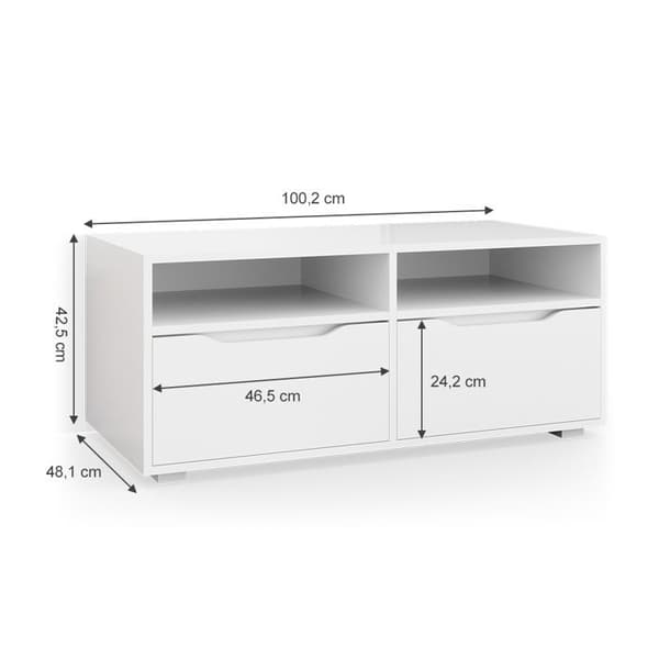 Vicco Ruben TV-skåp, Vit, 100 x 42 cm
