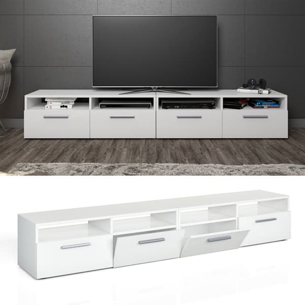 Vicco Diego TV-skåp, Vit Högblank, 190 x 38 cm