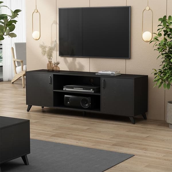 Maceio TV-skåp, 160 x 54,5 cm med 2 dörrar, Svart, Vicco