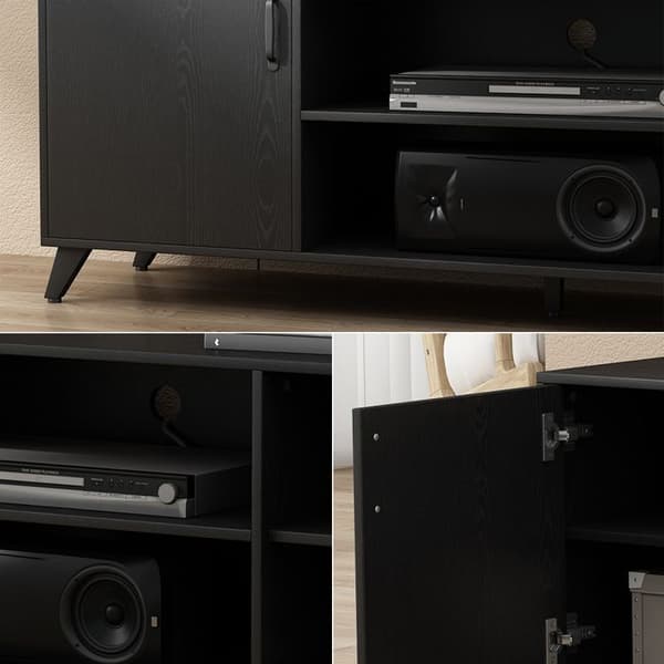 Maceio TV-skåp, 160 x 54,5 cm med 2 dörrar, Svart, Vicco
