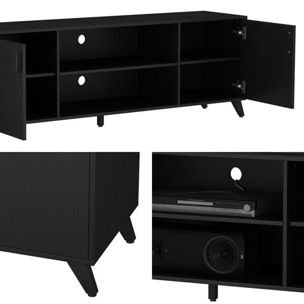 Maceio TV-skåp, 160 x 54,5 cm med 2 dörrar, Svart, Vicco