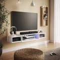 Miniatyrbild 4 av 6: Nordic TV-skåp, 139,7 x 20,3 cm med öppna hyllor, Vit, Vicco