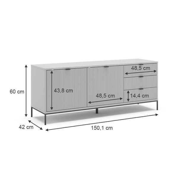 Vicco Eliza TV-skåp, Grå, 150,1 x 60 cm