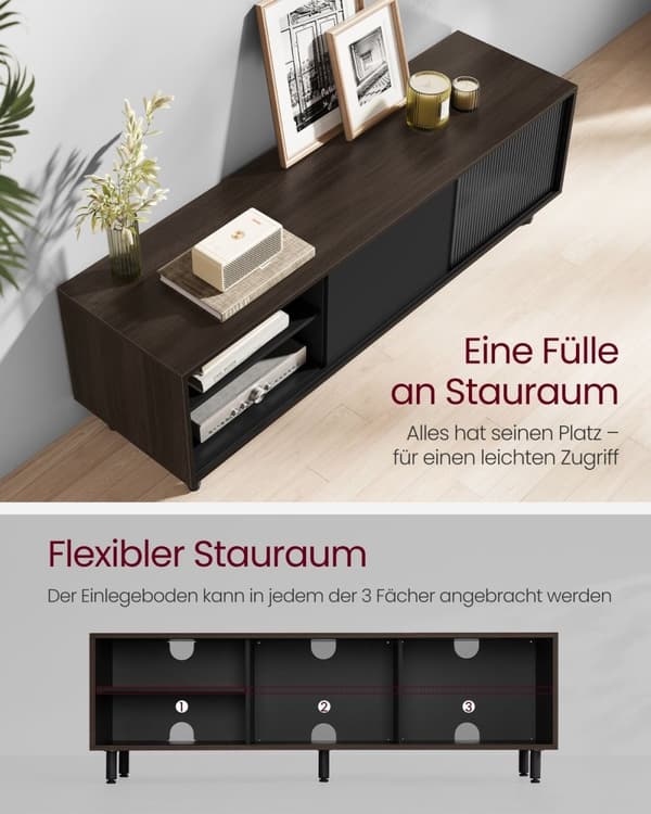 Rootz TV-skab - Underholdningsenhed - Mediestander - Spånplade glasstål - 140 cm x 39 cm x 45 cm - Stilfuldt design - Robust konstruktion