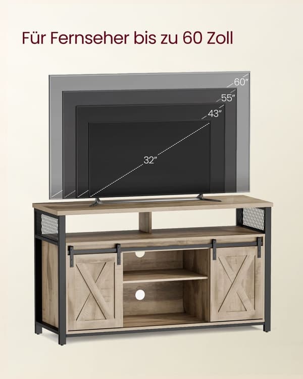 Rootz TV Stand Unit - Entertainment Center - Spånplade Stål - Eg Brun-Sort - 40cm x 135cm x 76cm - 38,5kg - Maks. Belastning 80 kg