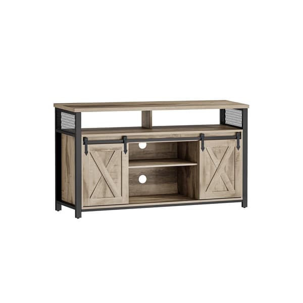 Rootz TV Stand Unit - Entertainment Center - Spånplade Stål - Eg Brun-Sort - 40cm x 135cm x 76cm - 38,5kg - Maks. Belastning 80 kg