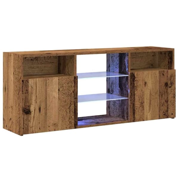 vidaXL tv-bord m. LED-lys 120x30x50 cm konstrueret træ antikt træ