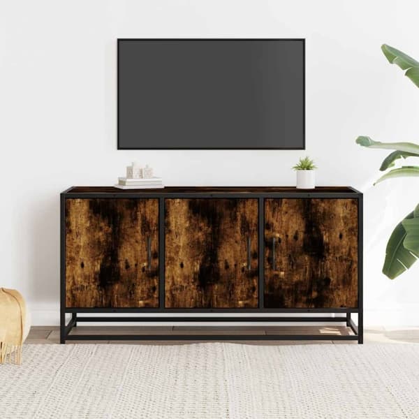 vidaXL TV-benk røkt eik 100x35x50 cm konstruert tre og metall