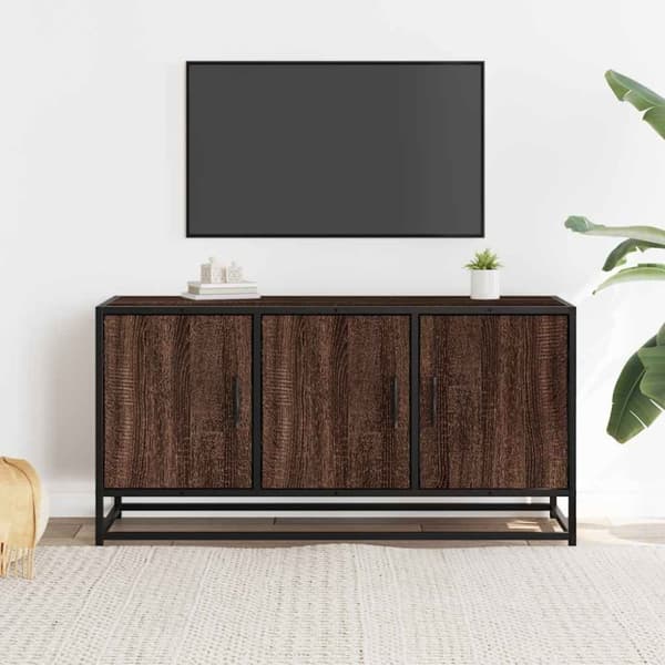 vidaXL TV-taso ruskea tammi 100x35x50 cm tekninen puu ja metalli
