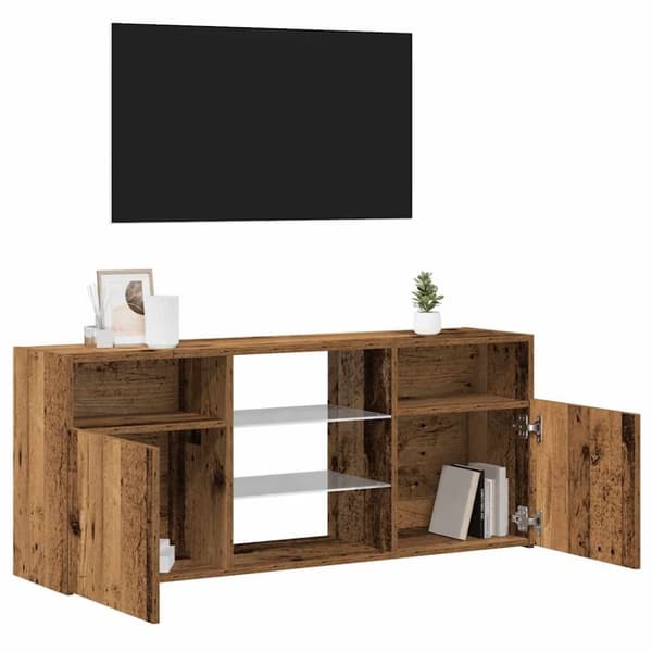 vidaXL TV-benk med LED-lys gammelt tre 120x30x50 cm konstruert tre