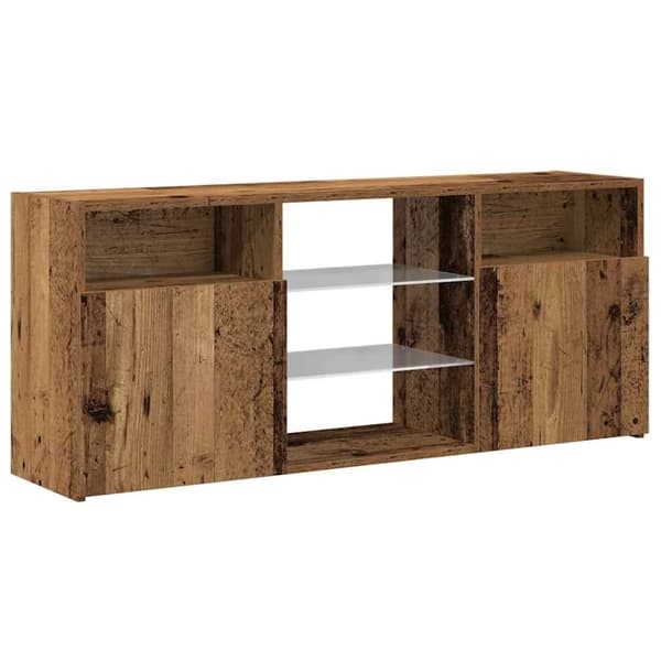 vidaXL TV-benk med LED-lys gammelt tre 120x30x50 cm konstruert tre
