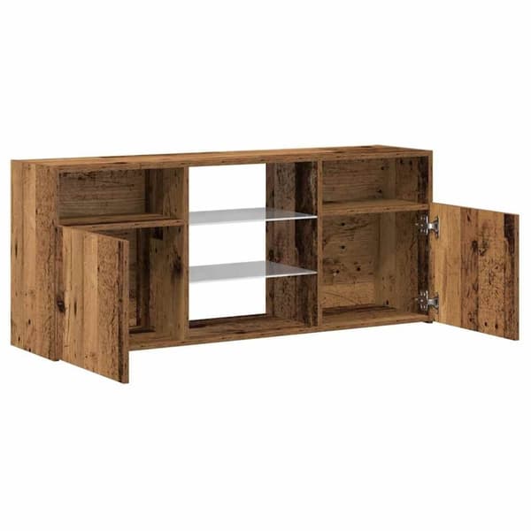 vidaXL TV-benk med LED-lys gammelt tre 120x30x50 cm konstruert tre