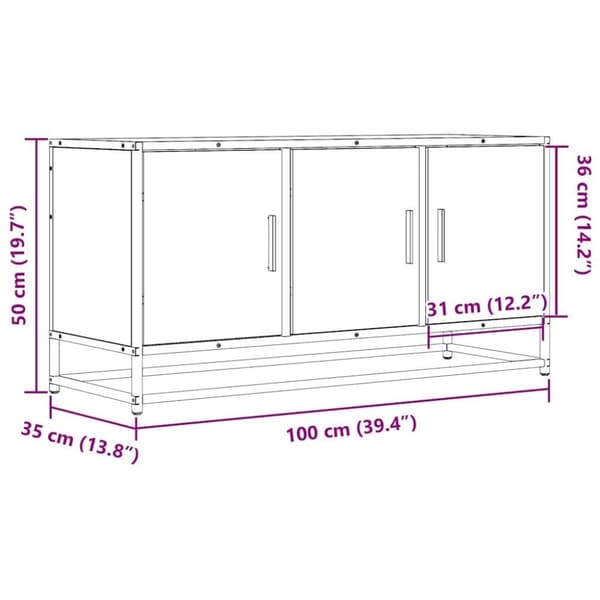 vidaXL tv-bord 100x35x50 cm konstrueret træ og metal grå sonoma-eg