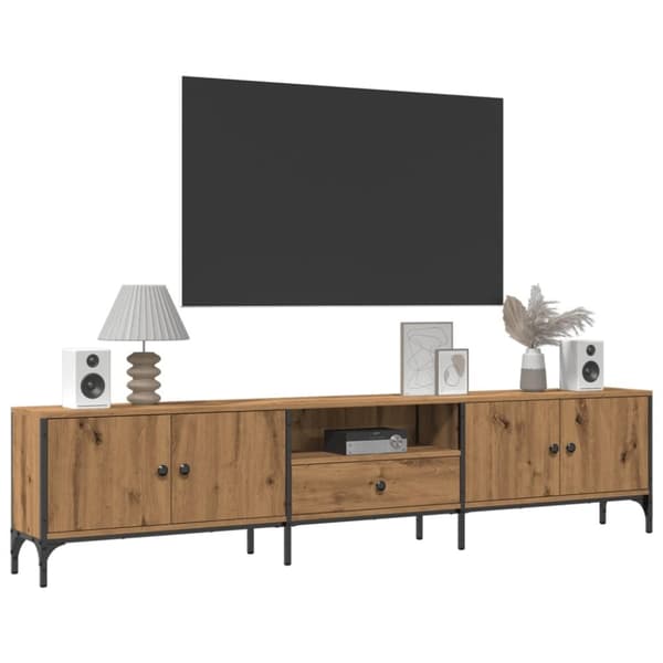 vidaXL TV-benk med skuff artisan eik 200x25x44 cm konstruert tre