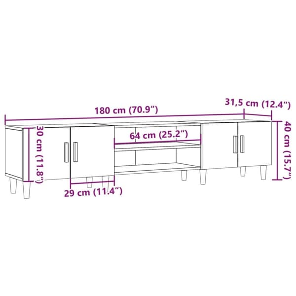 vidaXL TV-benk gammelt tre 180x31,5x40 cm konstruert tre
