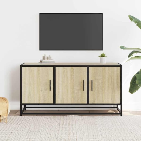 vidaXL TV-taso Sonoma-tammi 100x35x50 cm tekninen puu ja metalli