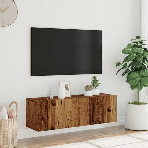 vidaXL væghængt tv-bord 100x30x30 cm konstrueret træ gammelt træ-look