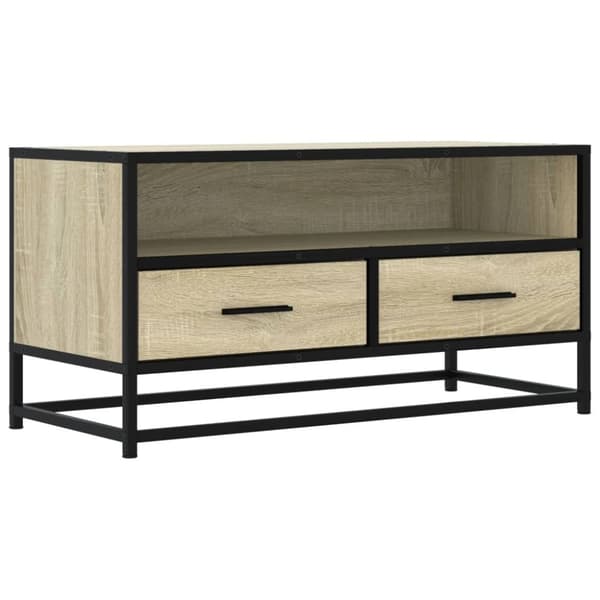 vidaXL Tv-bänk sonoma-ek 80x34,5x40 cm konstruerat trä och metall