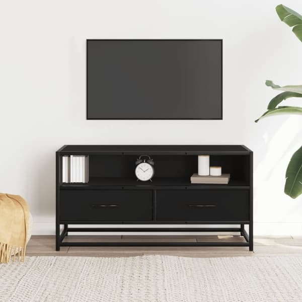 vidaXL TV-benk svart 80x34,5x40 cm konstruert tre og metall
