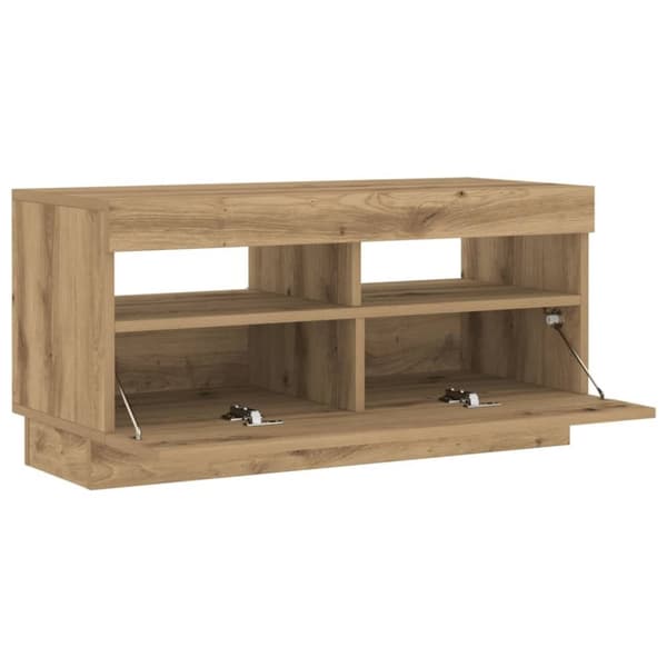 vidaXL tv-bord med LED-lys 80x35x40 cm konstrueret træ kunsteg