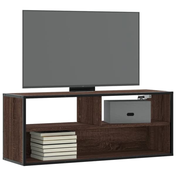 vidaXL TV-benk brun eik 100x31x39,5 cm konstruert tre og metall