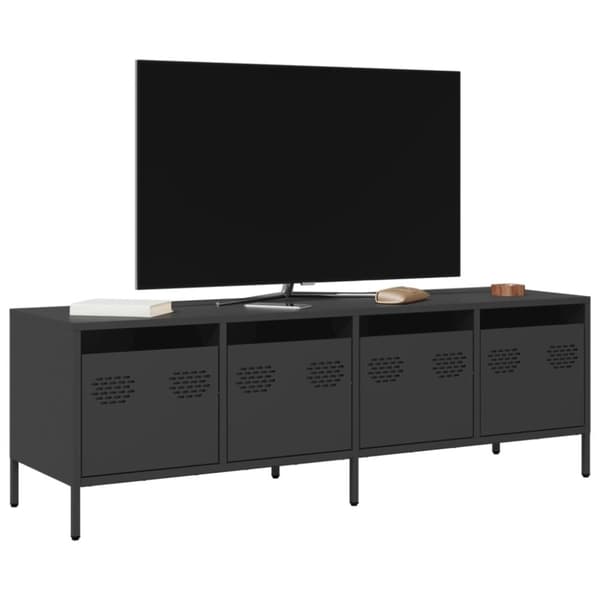 vidaXL TV-benk svart 135x39x43,5 cm kaldvalset stål