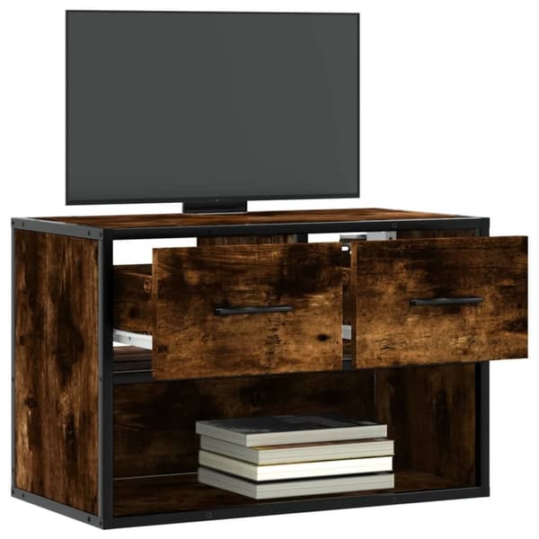 vidaXL TV-benk røkt eik 60x31x39,5 cm konstruert tre og metall