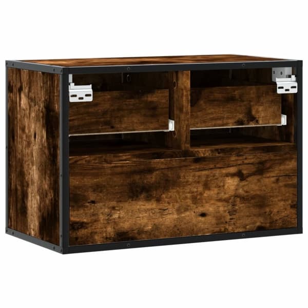 vidaXL TV-benk røkt eik 60x31x39,5 cm konstruert tre og metall
