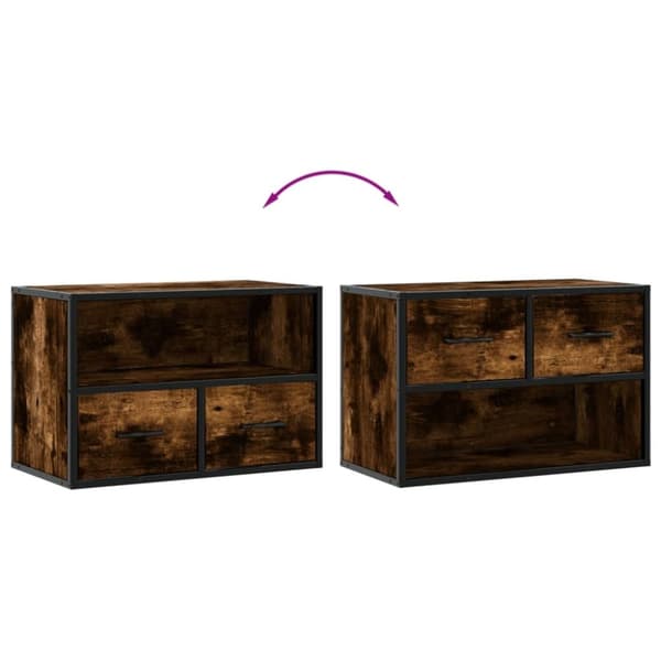 vidaXL TV-benk røkt eik 60x31x39,5 cm konstruert tre og metall
