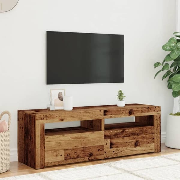 vidaXL TV-benk med LED-lys gammelt tre 120x35x40 cm konstruert tre