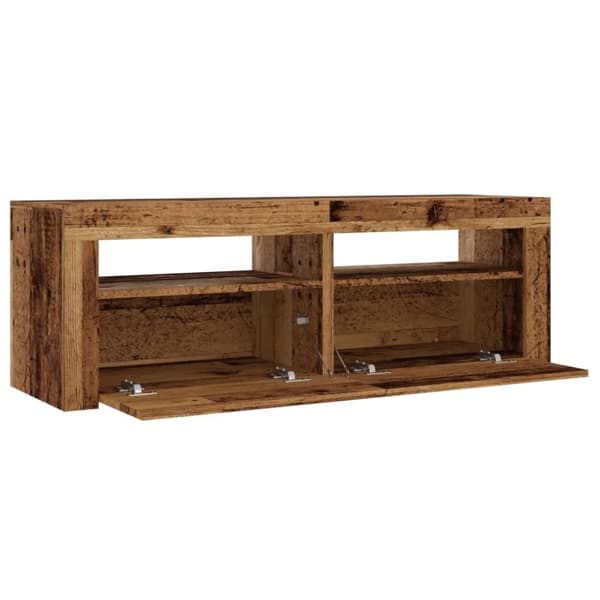 vidaXL TV-benk med LED-lys gammelt tre 120x35x40 cm konstruert tre