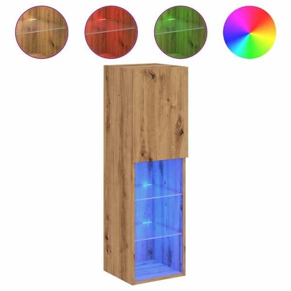 vidaXL Tv-bänk med LED-belysning artisian ek 30,5x30x102 cm