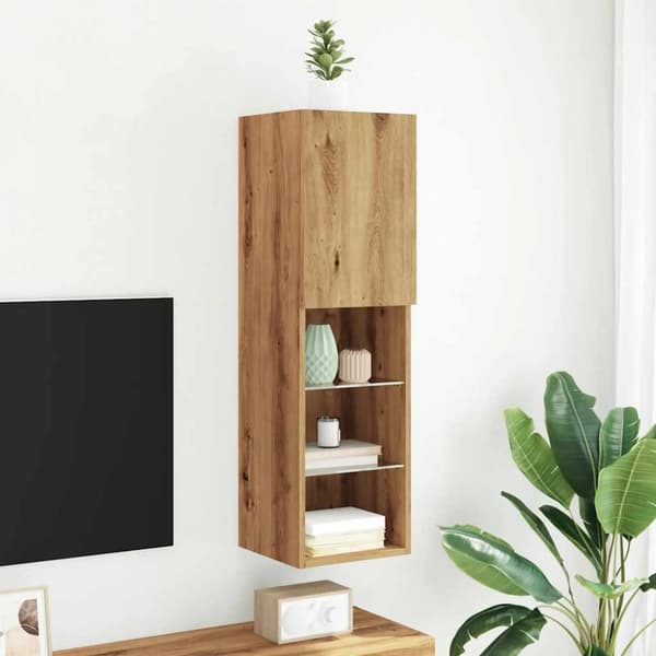 vidaXL Tv-bänk med LED-belysning artisian ek 30,5x30x102 cm