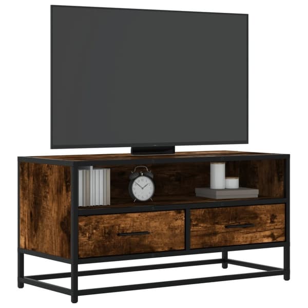 vidaXL tv-bord 80x34,5x40 cm konstrueret træ metal røget egetræsfarve