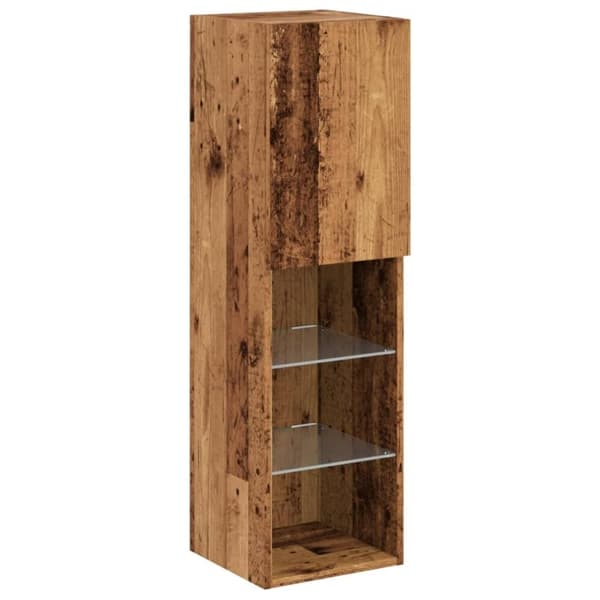 vidaXL TV-benk med LED-lys gammelt tre 30,5x30x102 cm