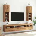 Miniatyrbillede 5 af 11: vidaXL tv-borde med LED-lys 2 stk. 30,5x30x102 cm egetræsfarve