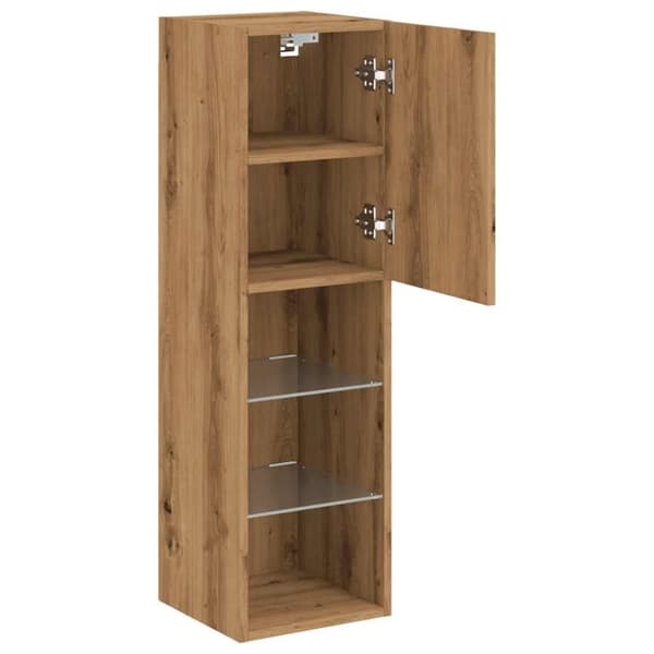 vidaXL tv-borde med LED-lys 2 stk. 30,5x30x102 cm egetræsfarve