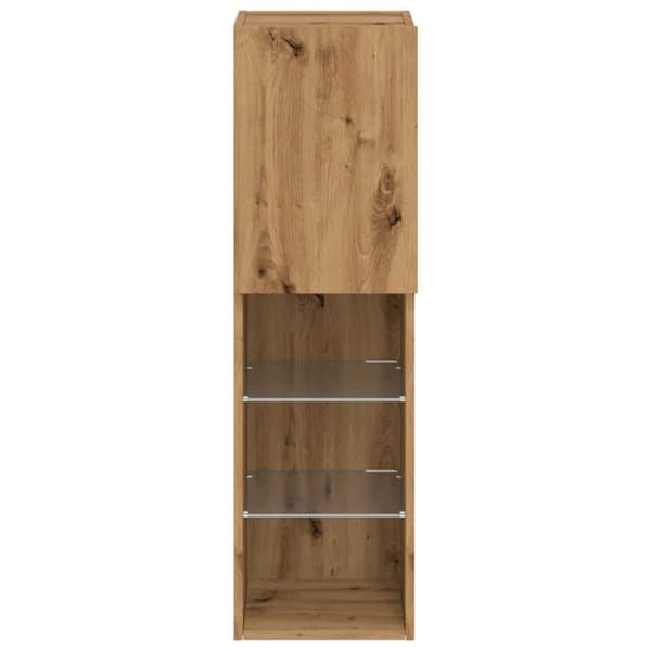 vidaXL tv-borde med LED-lys 2 stk. 30,5x30x102 cm egetræsfarve