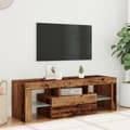 Miniatyrbilde 5 av 11: vidaXL TV-benk med LED-lys gammelt tre 120x36,5x40 cm konstruert tre