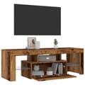 Miniatyrbilde 6 av 11: vidaXL TV-benk med LED-lys gammelt tre 120x36,5x40 cm konstruert tre
