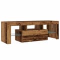 Miniatyrbilde 7 av 11: vidaXL TV-benk med LED-lys gammelt tre 120x36,5x40 cm konstruert tre
