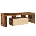 Miniatyrbilde 10 av 11: vidaXL TV-benk med LED-lys gammelt tre 120x36,5x40 cm konstruert tre