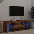 Miniatyrbilde 2 av 11: vidaXL TV-benk med LED-lys gammelt tre 120x36,5x40 cm konstruert tre