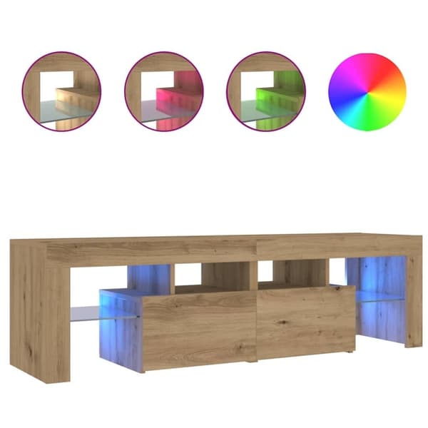 vidaXL TV-benk med LED-lys artisan eik 140x36,5x40 cm konstruert tre