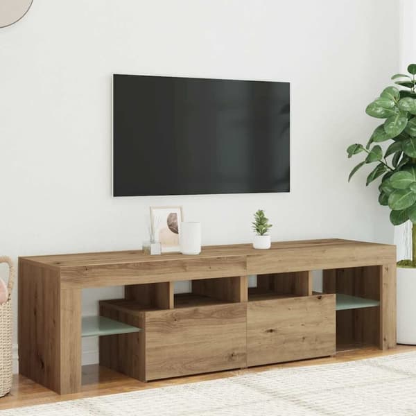 vidaXL TV-benk med LED-lys artisan eik 140x36,5x40 cm konstruert tre
