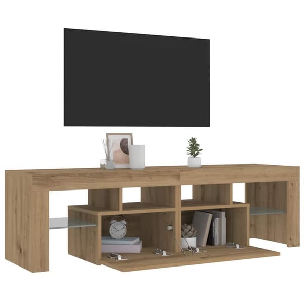 vidaXL TV-benk med LED-lys artisan eik 140x36,5x40 cm konstruert tre