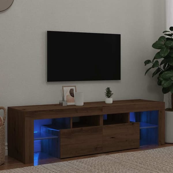 vidaXL TV-benk med LED-lys artisan eik 140x36,5x40 cm konstruert tre