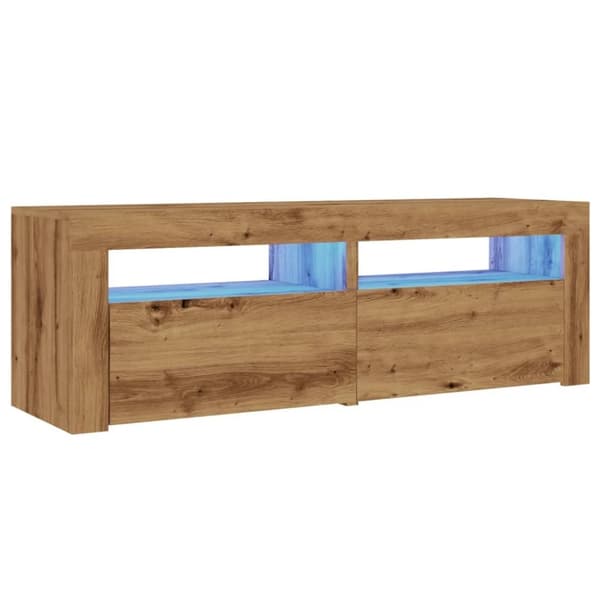 vidaXL tv-bord med LED-lys 120x35x40 cm konstrueret træ kunsteg