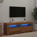 Miniatyrbillede 6 af 11: vidaXL tv-bord med LED-lys 120x35x40 cm konstrueret træ kunsteg