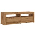 Miniatyrbillede 7 af 11: vidaXL tv-bord med LED-lys 120x35x40 cm konstrueret træ kunsteg